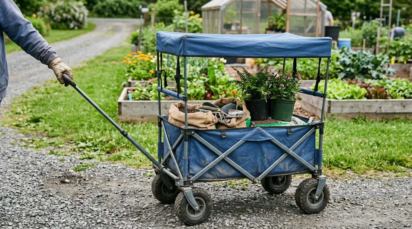 Extra-Large Collapsible Wagon Cart with Canopy & Wheels