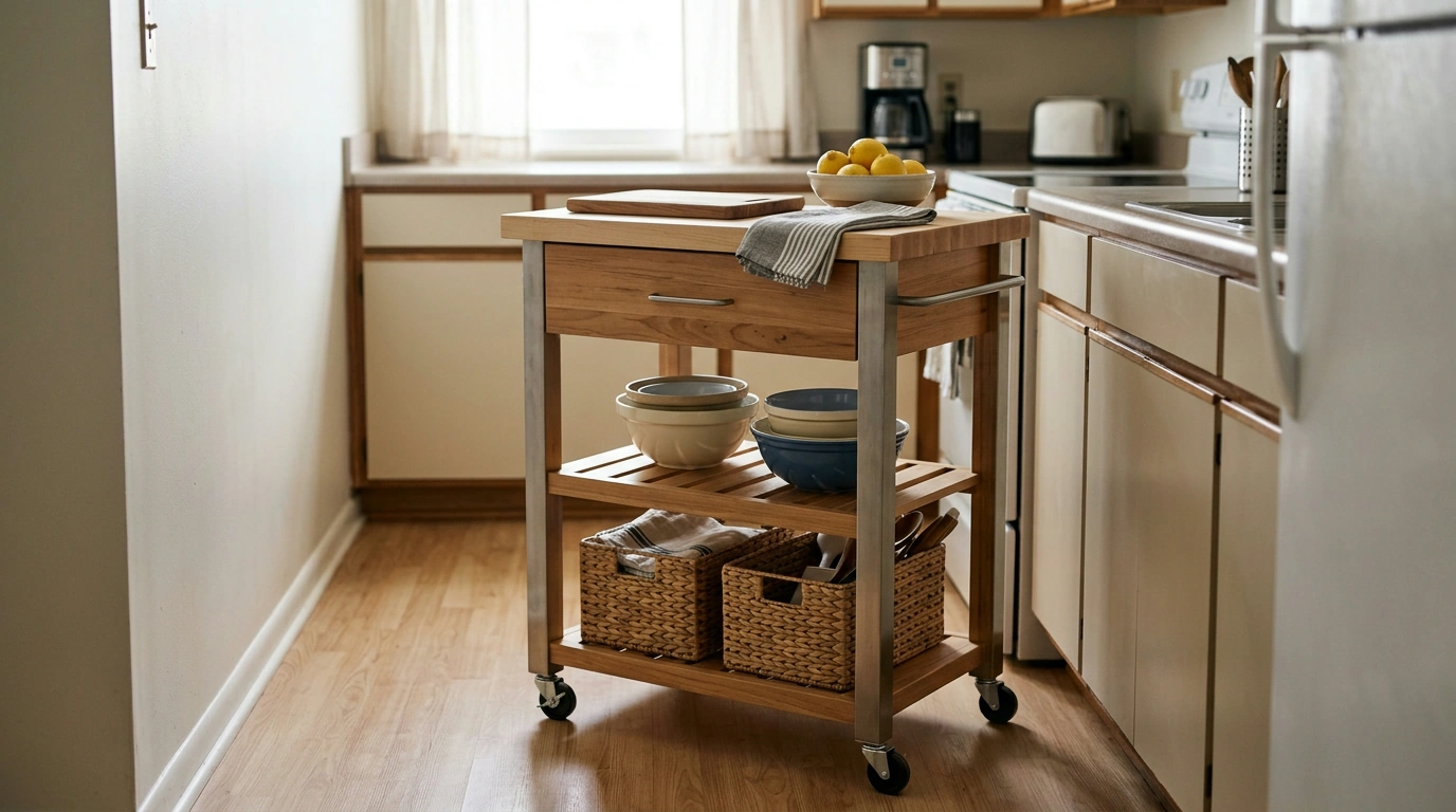 Kitchen Cart With Drawer Storage for Small-Space Order