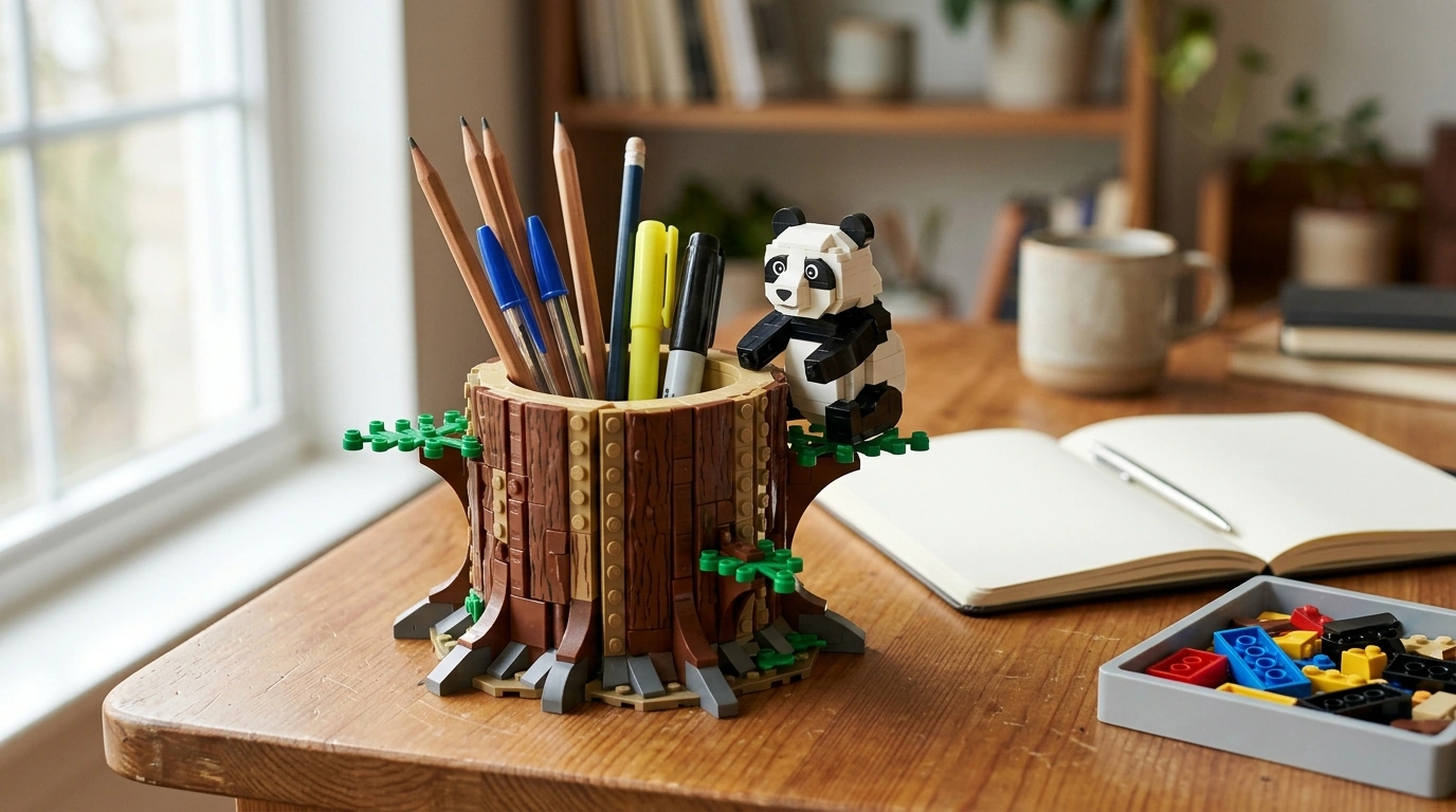 Panda DIY Pen Holder Blocks: Tidy Desk Tree Stump