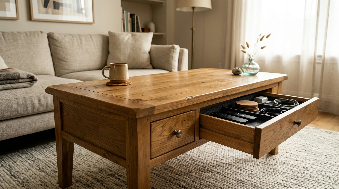 Solid Wood Coffee Table with Drawers: Stay Clutter-Free
